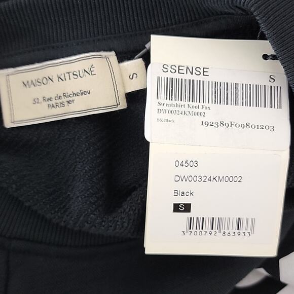 Maison Kitsune Women's Black Kool Fox Pullover Sweatshirt Small | FLAW - Picture 8 of 12